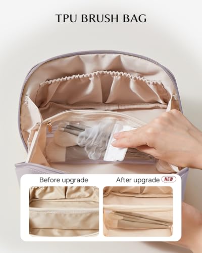 EACHY Travel Makeup Bag for Women, Flat Open Cosmetic Bag, Purple, Medium - color: A - Purple, size: Medium