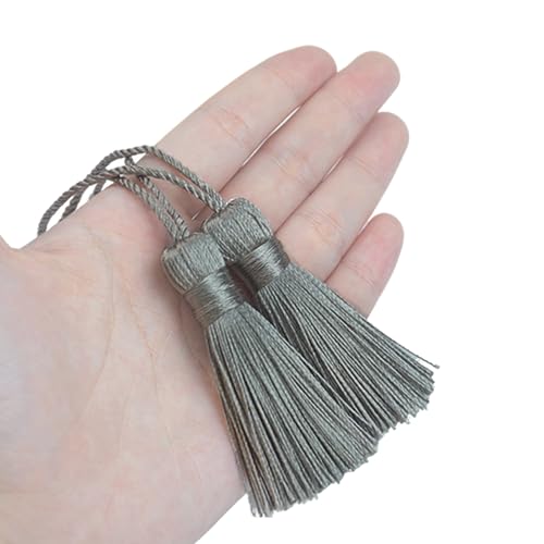 20Pcs 4.3 Inch Silky Mini Craft Tassels for Earrings, Souvenir(Light Grey) - color: Light Grey