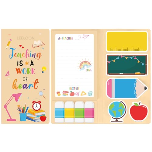 Teacher Sticky Notes Set, 420 Sheets Teaching is a Work of Heart Self-Stick Notes Pads Teachers Themed Memo Pads for Teacher Appreciation Gift Back to School Office Supplies - style: Teacher