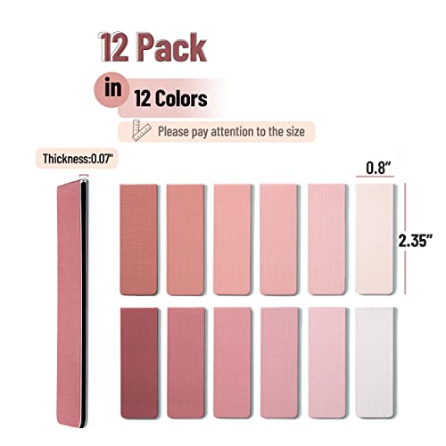 Mr. Pen- Aesthetic Magnetic Bookmarks, 12 Pack, 0.8"x2.35" - color: Boho Pink
