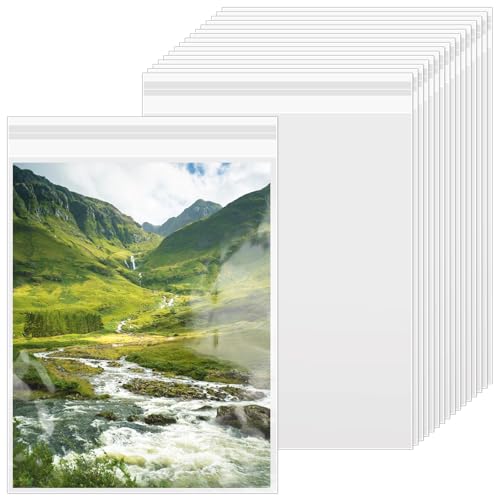VOKOY 200 Pack 8.5 x 11 Inch Crystal Clear Sleeves Storage Bags, Letter Size Self Sealing Cellophane Bags Resealable Page Protectors Artwork Protectors Photocard Paper Pocket - size: 8.5 x 11 Inch, style: 200 Pack