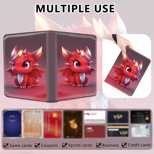 4 Pocket Trading Card Binder, Holds 400 Cards, Zipper Binder - color: Red Dragon