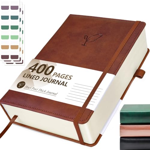 Hoci Poci 400 Pages Lined Journal Notebook, 5.8" x 8.4", Brown - color: Brown, size: Lined-400 Pages (5.7"×8.3")