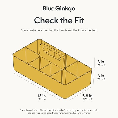BLUE GINKGO Stackable Organizer Caddy, Long, Yellow, Made in Korea - color: YELLOW, size: Long Rectangle