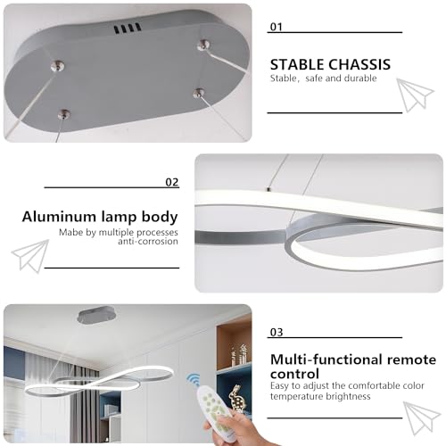 29.53in Color Changing Modern LED Pendant Light - color: Silver, size: 29.53in