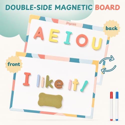 JoyCat Macaron Magnetic Letters Kit 240PCS, Double-Sided Magnetic Board