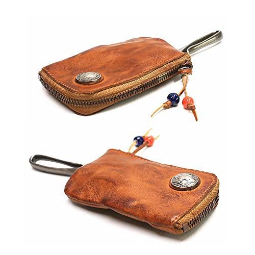 1 Pcs Leather Mini Medieval Pouch Keychain, Coin Organizer, Change Holder, Leather zipper Pouch for Men & Women