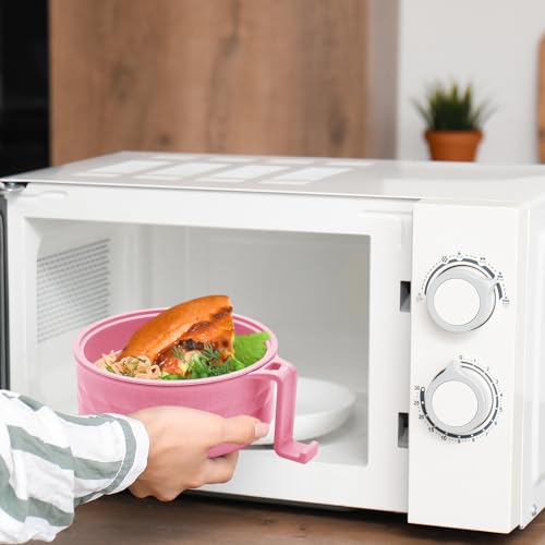 2 Sets 40 oz Microwave Ramen Bowl with Handles, Pink, Purple - color: Pink, Purple