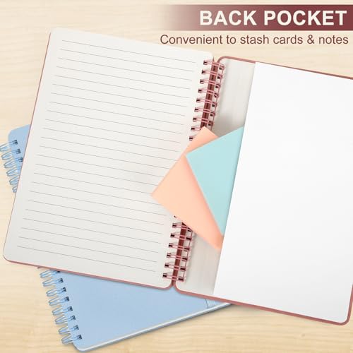 Lined Spiral Journal Notebook, A5 Hardcover Leather Notebook for Work, 5.7''×8.2'', 100GSM Thick Paper Spiral Bound Journaling Notebook for Women Men Office School Note Taking Business, Morandi Pink - color: Morandi Pink, size: A5