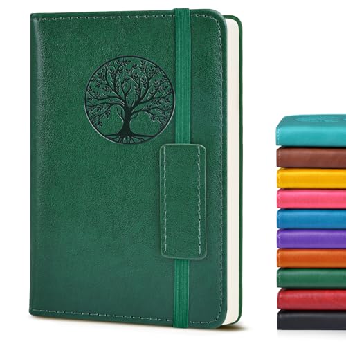 Biuwory A6 Leather Pocket Notebook, 140 Lined Pages Hardcover Small Journal - color: Green, size: Lined-140 Pages (3.7"×5.7")