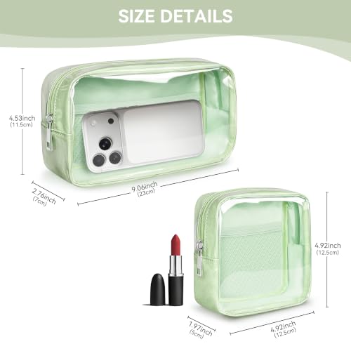 WLLWOO 2pcs Clear Makeup Bag Mini Cosmetic Pouch Travel Toiletry Organizer - color: 2pcs-Mint Green