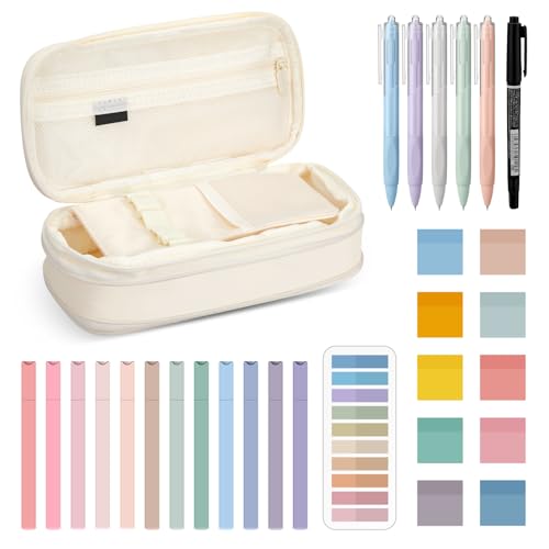 Jutom 39 Pcs Aesthetic Book Annotation Kit,Cream,Cute Style - color: Cream, style: Cute Style
