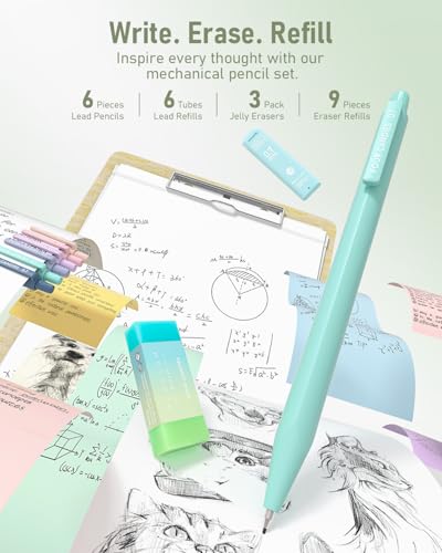 Four Candies School Supplies with Cute Pencil Case, 39ct, Green - color: Green, size: 39 Count (Pack of 1)