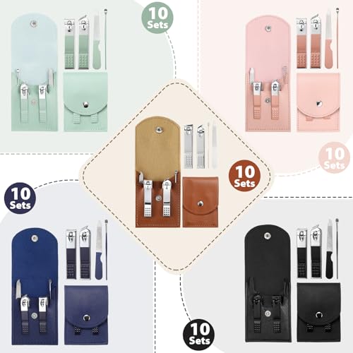 Geosar 50 Set Travel Manicure Kit Bulk Professional Nail Clippers Pedicure Nail Care Tools Grooming Stainless Steel Set with Portable Travel Case, Gift for Christmas Men Women(Multi Colors) - color: Multi Colors