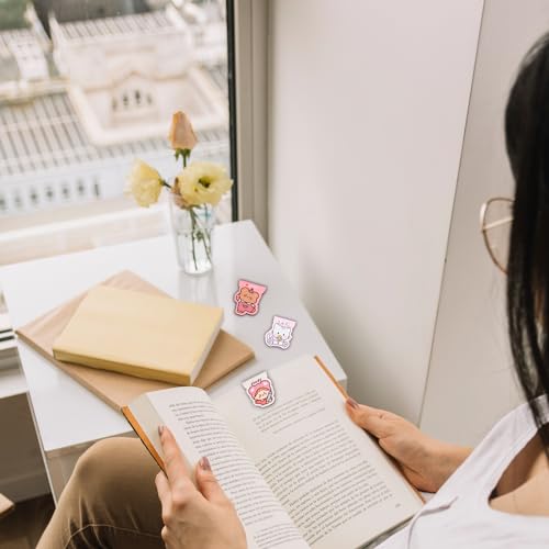 30PCS Cute Magnetic Bookmarks, Magnet Book Markers with 30 Patterns, Kawaii Girls Animals Page Clips, Cartoon Bookmark for Women Home Office Supplies