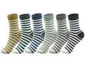 MAGIARTE Womens Mini Crew Cotton Socks,6 Pairs - color: Color#01-stripe