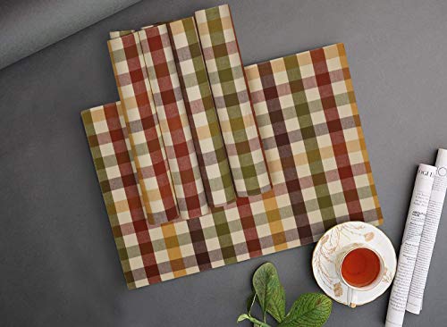 Urban Villa Two Tone Placemat Cotton Tablemat 14x20 (Set of 6) Harvest - color: Harvest Checks, size: 14" x 20"