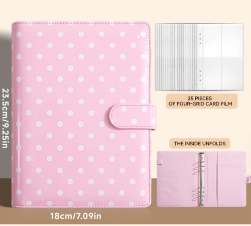  A5 Photocard Binder with 25 Pack 4-Pocket Double Sided Sleeves 6 Ring Photocard Book with 1pcs photocard holder PU Leather Cover Collector for 2x3’’ Album Cards Trading Card (Pink) - color: Pink