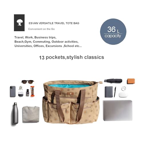 Weekender Bag Carry On Bag Overnight Tote Travel Duffle with 13 Pockets for Travel,Work，Gym,Beach,Teacher,Nurse - color: Corduroy Brown daisy