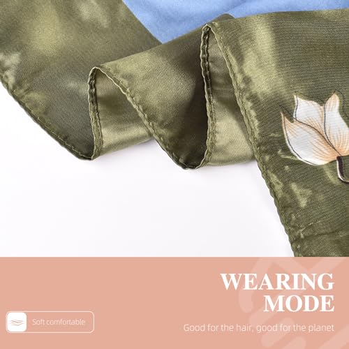 35 Inches Silk Head Scarf-Satin Hair Scarves Silk Bandana Scarf Headscarf for Women's Fashion Scarves - color: Butterfly Flowers