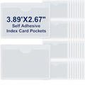 Chinco 30 Pcs Self Adhesive Clear Index Card Pockets,3.89 x 2.67 Inches - size: 3.89 x 2.67 Inches