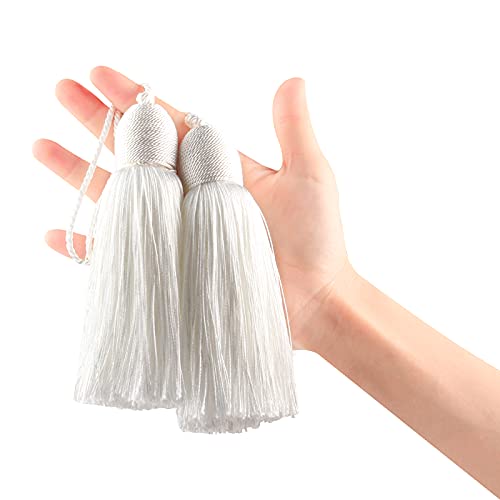 2Pcs Key Tassel with Loop DIY Handmade Craft Accessories,White - color: White