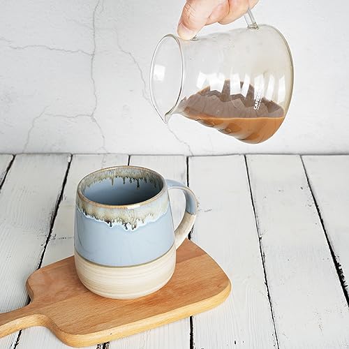 Bosmarlin Extra Large Ceramic Coffee Mug, 23 Oz, Dishwasher and Microwave Safe, Oversized Big Tea Cup, Reactive Glaze (Light Blue) - color: Light Blue