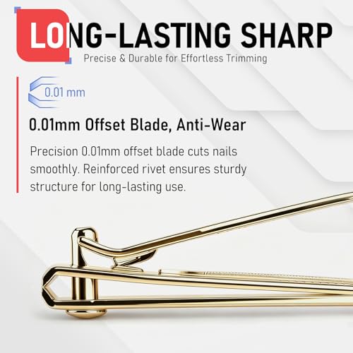 firiKer Nail Clippers with Nail File,Fingernail Clipper,Toe Nail Clippers - color: Light Gold