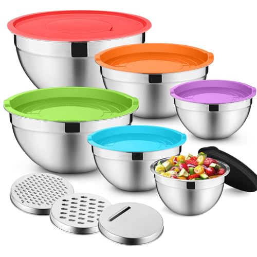 P&P CHEF Mixing Bowls with Lids Set of 6, Nesting Salad Bowl, Multicolor - color: Multicolor