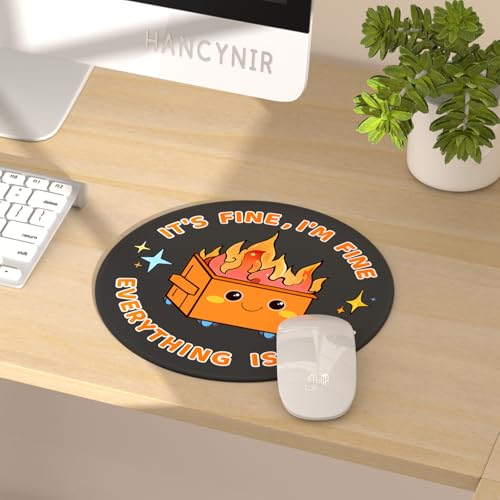 Hancynir Funny Mouse Pad, Dumpster on Fire Round Mousepad for Office Desk - color: Cute Funny Dumpster