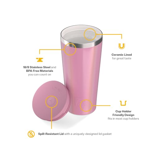RTIC 20oz Everyday Tumbler, Insulated, Ceramic Lined, Dusty Rose Glitter - color: Dusty Rose Glitter, size: 20 Ounces