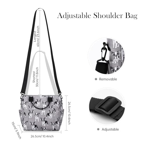 Crossbody Shoulder Bag for Women - Water Resistant Casual Handbag Purse with Multiple Pockets, Adjustable Strap - color: Gray Dog