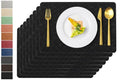 Black Halloween Plastic Placemats Set of 8, Faux Leather Table Mats - color: Black