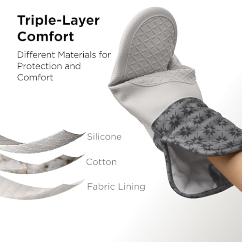 Kitchen Mama UltraShield Silicone Oven Mitts, Gem Gray - color: Gem-gray