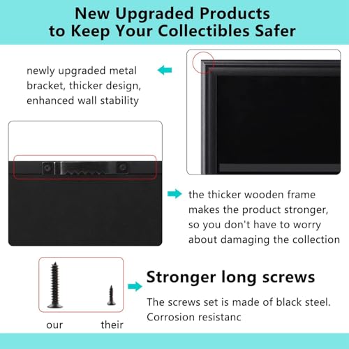 VERANI 36 Graded Sports Baseball Card Display Case Wall Mount Black 3PC - size: Large-Horizontal-Black-3Pack
