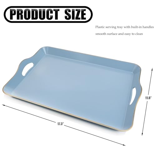 Spsyrine Light Blue Decorative Tray, Elegant Plastic Serving Tray with Handles, Coffee Table Tray for Ottoman, Living Room, Home Decor - color: Light Blue
