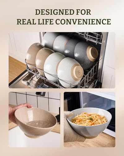 Milkyway 54 oz Large Ramen Bowls Set of 2, Cinnamon Brown & Light Gray - color: Cinnamon Brown & Light Gray