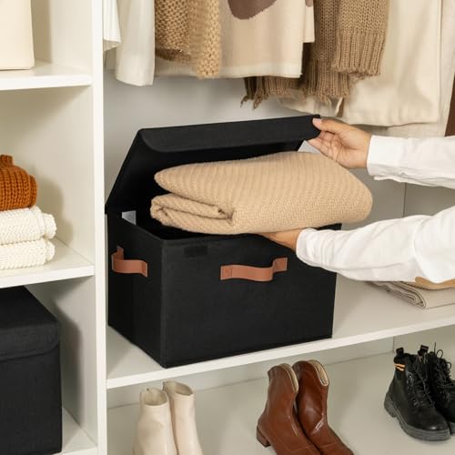 GRANNY SAYS Memory Keepsake Storage Box, Fabric Storage Bins with Lids - color: Black, size: Large