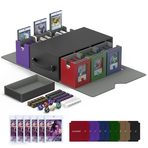 UAONO Commander Deck Box, 6-Deck Modular TCG Deck Case with Extra Dice Set - color: Multicolour Limited with Dice Set