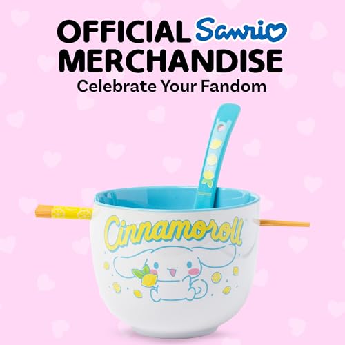Silver Buffalo Sanrio Hello Kitty Lemons, Ramen Bowl with Chopsticks, 20oz - color: Cinnamoroll Lemons, size: 20 Ounces (No Spoon)