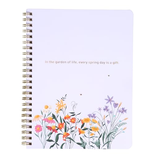 Happy Hoos® Aesthetic Spiral Notebook - 6.25" x 8.25" College Ruled Journal Notebook - Hard Cover Writing Journal for Work, School, Travel, More - Floral Notebook 8 Seasonal Designs (Spring Meadow) - color: Spring Meadow