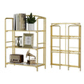 Crofy 3-Tier Wider Foldable Bookshelf, Gold Frame & Transparent Shelves - color: Gold Frame & Transparent Shelf, size: 3 Tier Wider