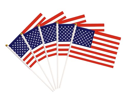 50 Pack USA America Flags Small Mini Hand Held American US Flags on Stick Flags, Miniature National Country Flags,Party Decorations Supplies for Parades,International Festival - color: US