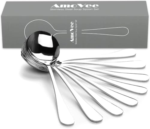 12 Piece Soup Spoons, High Grade Stainless Steel Soup Spoons, Dishwasher Safe Spoons Silverware - size: 12