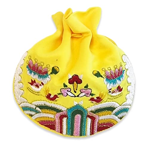 Seoulful Vintage Korean Embroidered Bokjumeoni - Traditional Lucky Pouch - Hanbok Fortune New Year & Chuseok Gift Bag (Yellow) - color: Yellow