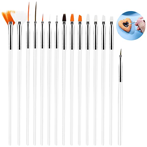 15pcs Cake Painting Brushes, Cake Decorating Brushes Kit, Food Paint Brush Tools, Fondant Sugar Cookie Painting Brushes Supplies for Cake Decoration (White) - color: White