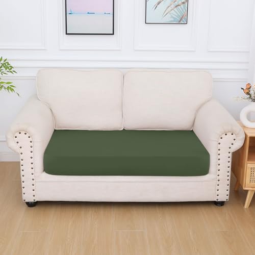 hyha Milk Silk Couch Cushion Covers, Sofa Covers for 2 Cushion Couch - color: Bronze Green, size: Seat Cover Medium