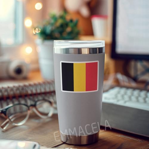 (3PCS) Belgium Flag stickers, Countries Flag Stickers - Waterproof Vinyl Decals For Laptops, Tumblers, Water Bottles, Books, Scrapbooks, Size 3 x 2.5 - color: Belgium