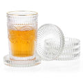 JUXYES Set of 5 Heat-Resistant Clear Glass Coaster for Hot and Cold Drinks - color: Clear, size: 5 Pack