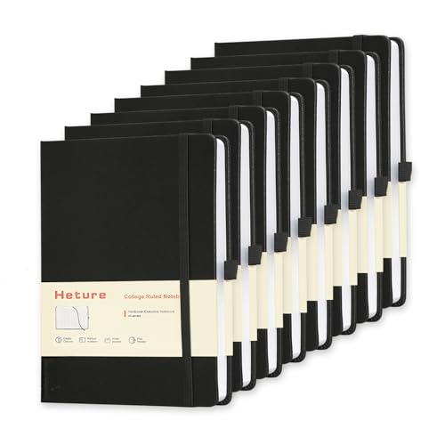 Heture Hardcover Notebooks, A5 Lined Journals Notebook for Writing 160 Pages, 8.2 x 5.5 inch, Classic Ruled Notebooks for College/Work/Travel (Black, 8 Pack) - color: Black, size: 8 Pack